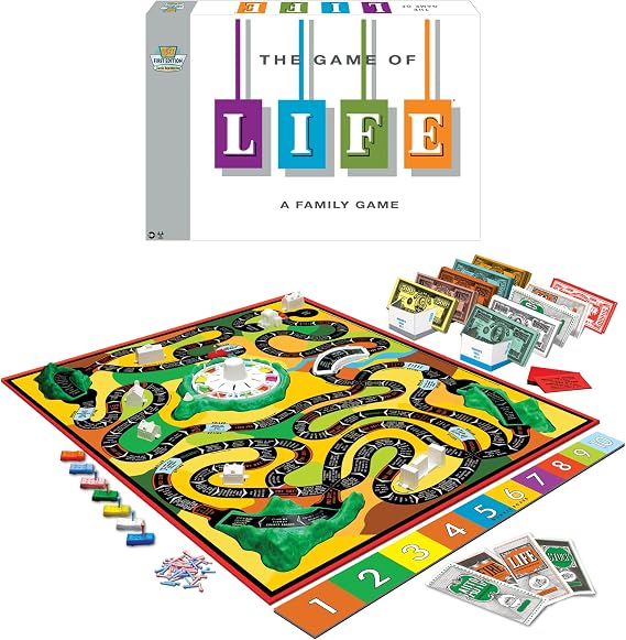 The Game Of Life With 1960 Artwork & Gameplay, Winning Moves Games USA, Classic Game: Original 1960's Version, Spinner, Mountains, Insurance, Career Options, Marriage, etc. 3-4 Players Age 10+ | Classic Spinner, Mountains, Insurance, Career Options, Marriage, etc. Ages 10+