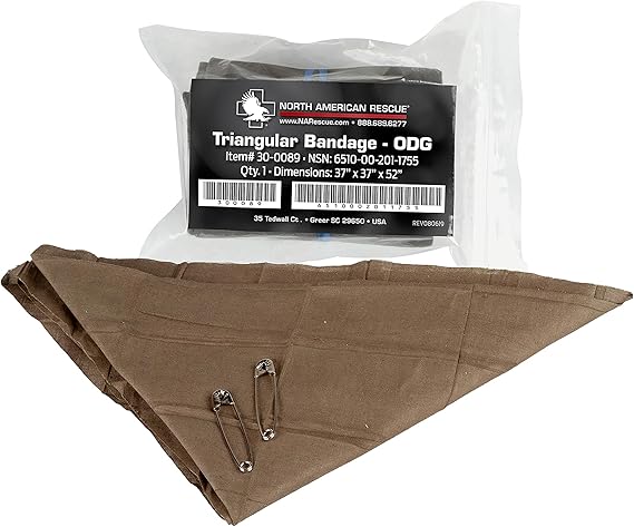 North American Rescue Triangular Bandage NAR Cravat Cotton Bandaging for Injuries, Wounds, Support 30-0089