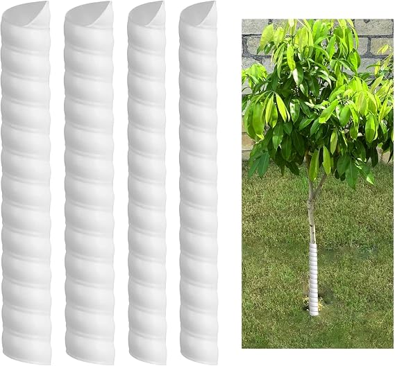 Watayo 4/6/8 Pcs Tree Trunk Protector- 2 Size Tree Wraps to Protect Bark- Plastic Spiral Tree Guard- Tree Bark Protector Tube Wraps to Protect Saplings Plants from Deer Rabbit Cats Rodents Mowers