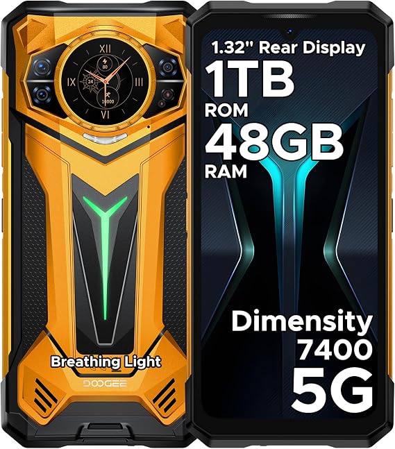 S200 Ultra Rugged Phone Unlocked, 5G Android 15 with 1.32" Secondary Display, 48GB+1TB Storage, 11000mAh, 66W Fast Charge, AI Quad Camera 100MP+32MP, 6.72" Rugged Smartphone Dual SIM/NFC/OTG