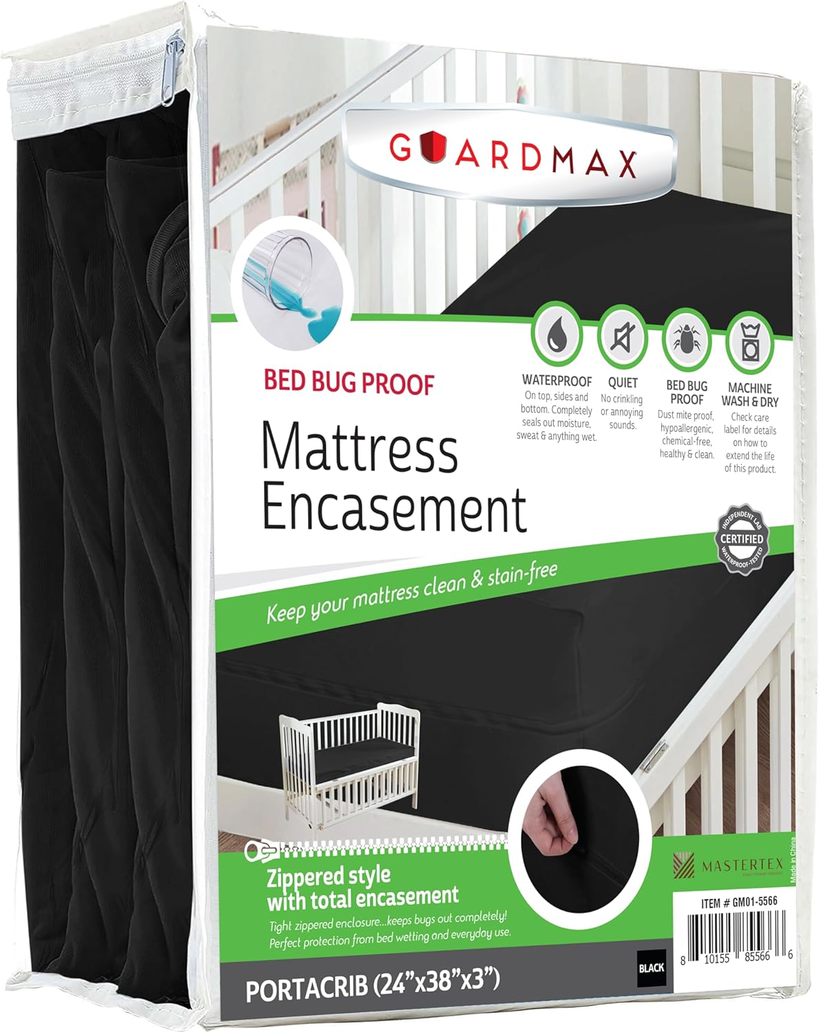 Guardmax Jersey Knitted Mini Crib Size Zippered Mattress Encasement - Waterproof & Bed Bug Proof Mattress Protector - Comfortable, Soft, and Noiseless Zippered Bedding - Dust Mite Proof (24 x 38 x 3)