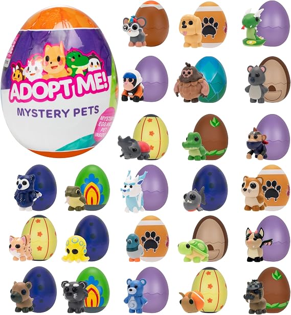 Jazwares Adopt Me! Mystery Pets Blind Box Egg Assorted Single - Series 4 - Exclusive Virtual Item Game Code - Collectible Mini Animal Toy Figure, Styles May Vary - Gift for Kids, Girls & Boys - 6+