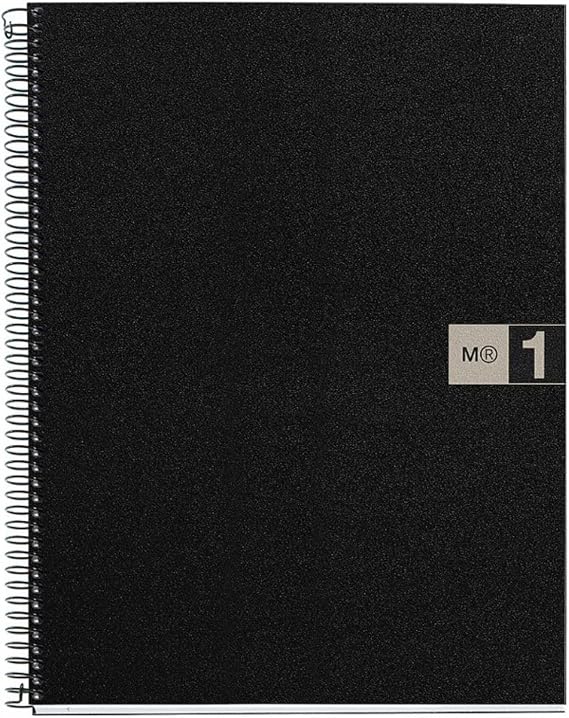 Miquel Rius Single Subject Spiral Notebook, Graph/Quad Pages, Grey, 80 Sheets (8.5" x 11") (49425)
