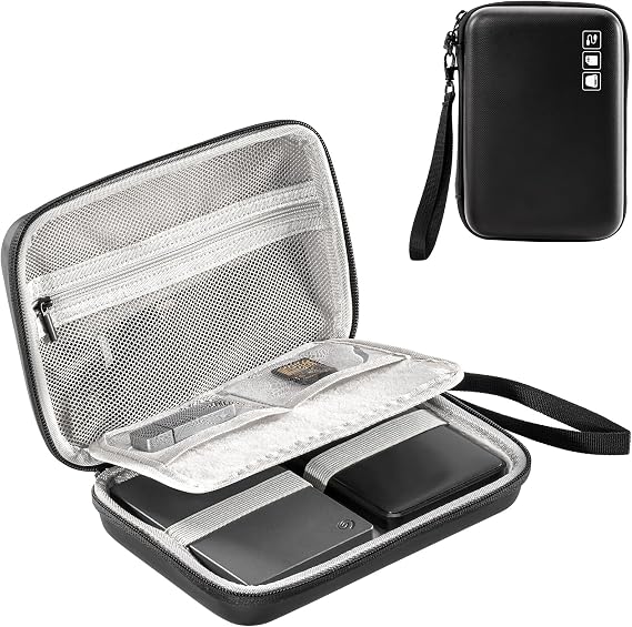 ProCase Hard Drive Case for Canvio Basics Western Digital WD Elements My Passport Seagate Portable Backup Plus Slim 1TB 2TB 3TB 4TB USB 2.5, Portable External Case for 2 Hard Drives -Black