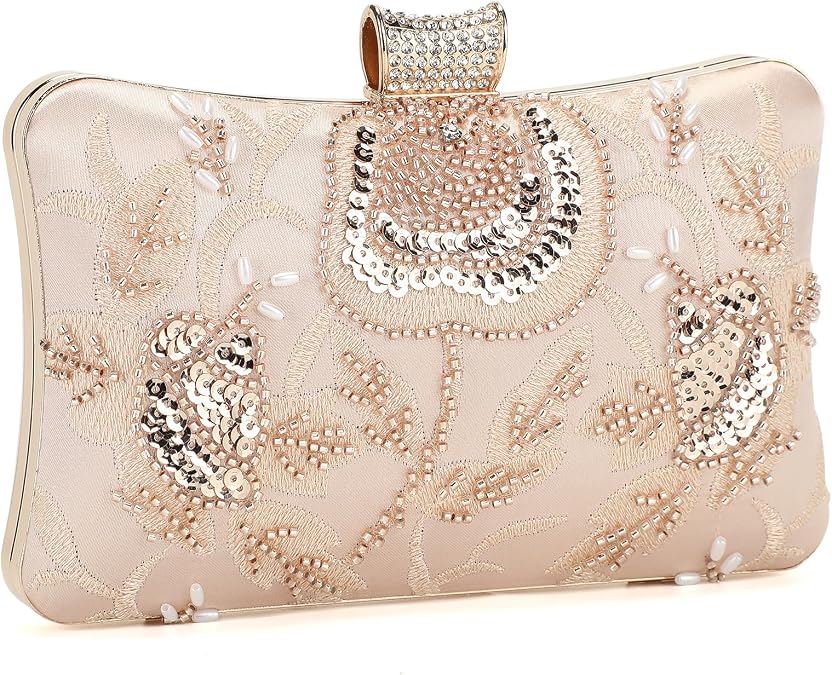 UBORSE Bridal Clutch Purses for Women Vintage Evening Bag Beaded Purses Accessories Luxury Gatsby 1920s with Chain