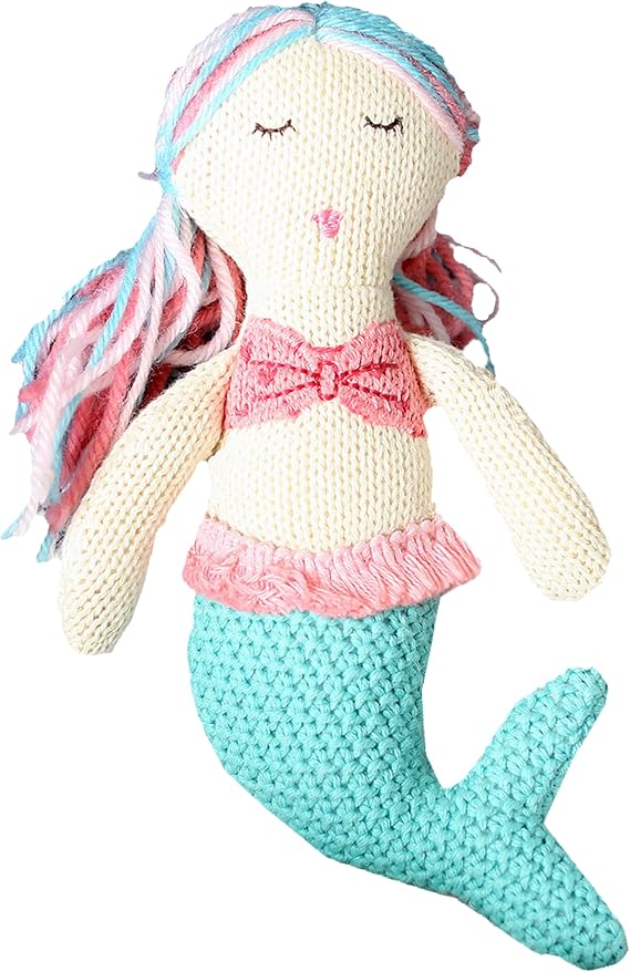 MON AMI Knit Stuffed Mermaid Baby Rattle (76274)