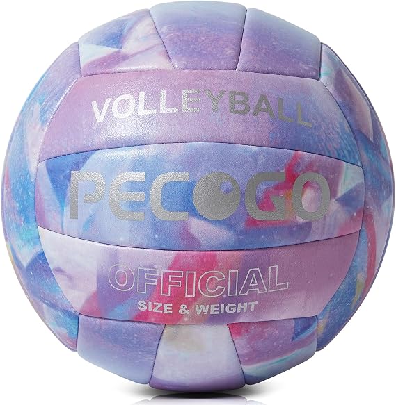 Volleyball Size 5 PU Leather Soft Indoor Outdoor Purple Volleyballs Sports Training Game Play Ball for Beginner, Teenager, Adult, 8.2