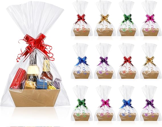 Canlierr 50 Pcs Empty Gift Basket Thick Kraft with Handle,8 x 6 x 3 Inches