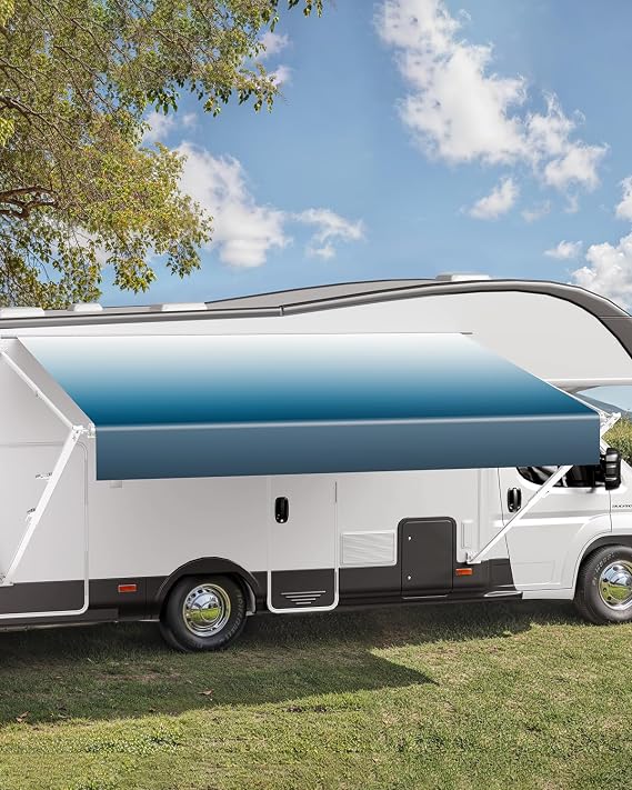 VEVOR Manual RV Awning Complete Kit, 20' Retractable Awning with Aluminum Alloy Frame, Outdoor Trailer Awning, Fit for Most RVs(Blue Fade) Visit the VEVOR Store