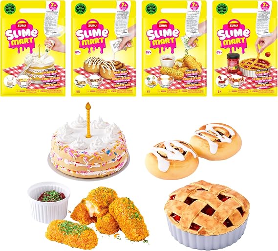 Slime Mart Shopping Bag (4 Pack) By ZURU | Squishy slime cooking kit, realistic food creations, gooey stretchy ASMR sensory play, mix and mold, collect them all