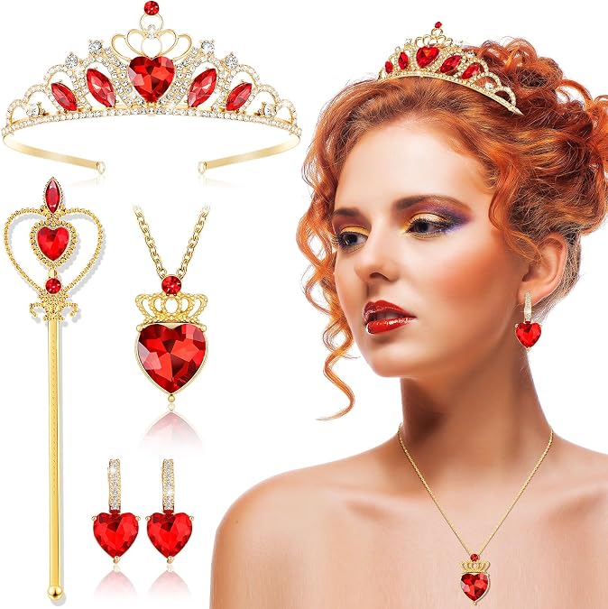 Liliful 4 Pcs Halloween Heart of the Woman Queen Costume Accessories