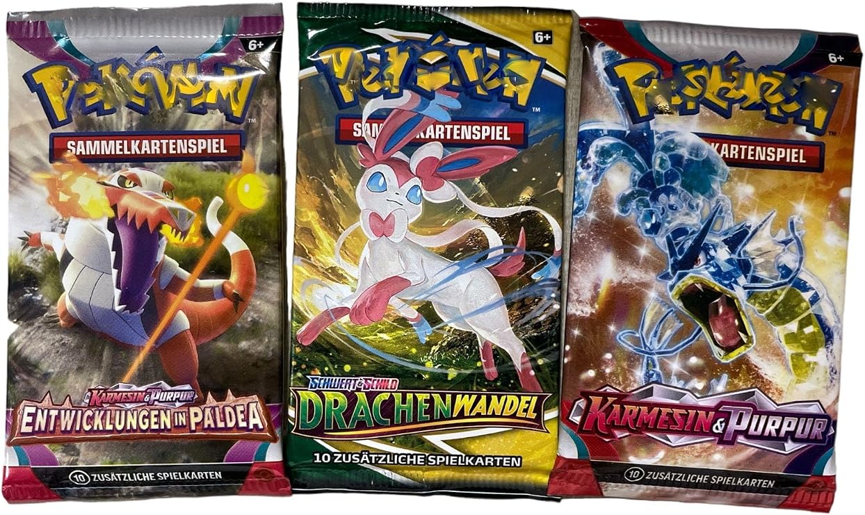Heartforcards Versandschutz kompatibel mit Booster Packungen + 3 PKM deutsche Packs Originale Mystery Sammelkarten