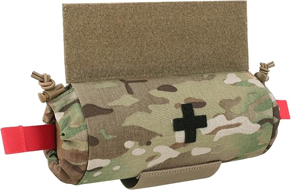 PETAC GEAR Tactical First Aid Drop Dump Pouch, Micro Medical Trauma Roll Up Drop Pouch EMT IFAK Sub Abdominal Carrying Bag with Hook-N-Loop (MC)