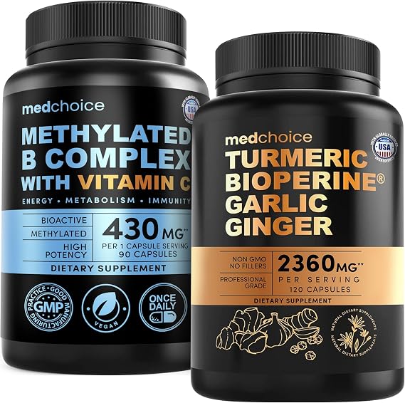MEDCHOICE 4-in-1 Turmeric Supplement and 9-in-1 Vitamin B Complex Set