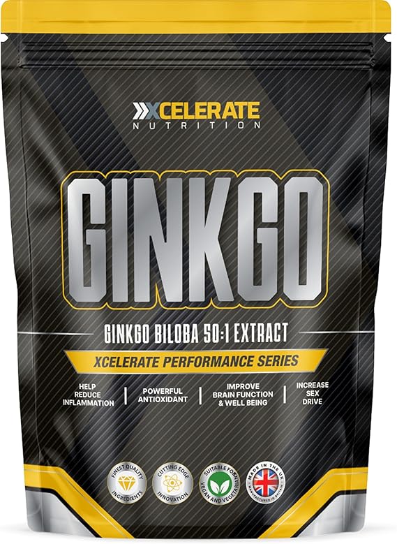 Vegan Ginkgo Biloba Tablets - Boost Memory & Mental Clarity | Energy Support | Vegan, Gluten-Free, Organic | Daily Wellness Tablet by XCelerate Nutrition (60 Tablets)