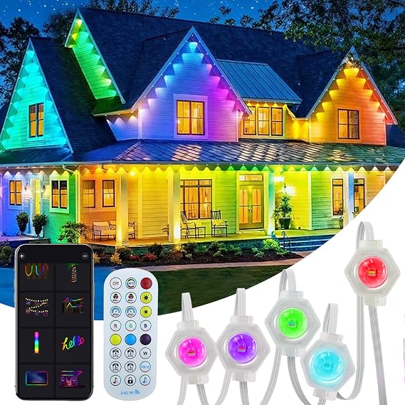 Permanent Outdoor Lights, 100ft RGBW Smart Eaves Lights with APP & Remote