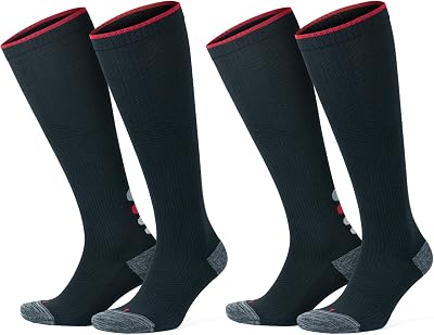 GoWith 2 Pairs Compression Sport Socks for Men & Women, Circulation Cushioned 20-30 mmHg Running Athletic Knee High Socks