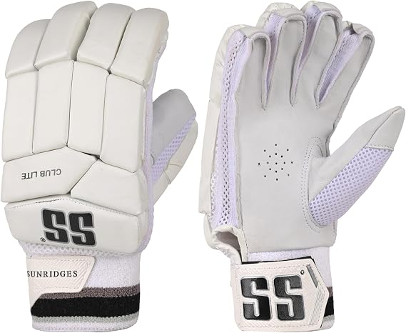 SS Cricket Club Lite White Cricket Batting Gloves, Right & Left Handed, Size - Adult