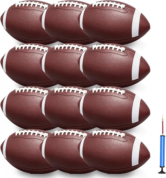 jiaonun Youth Size 6/Official Size 9 Footballs Bulk, Inflatable with Pump for Youth, Junior, Adult, College, High School, Regulation Size Football, American Football, Composite Leather Football