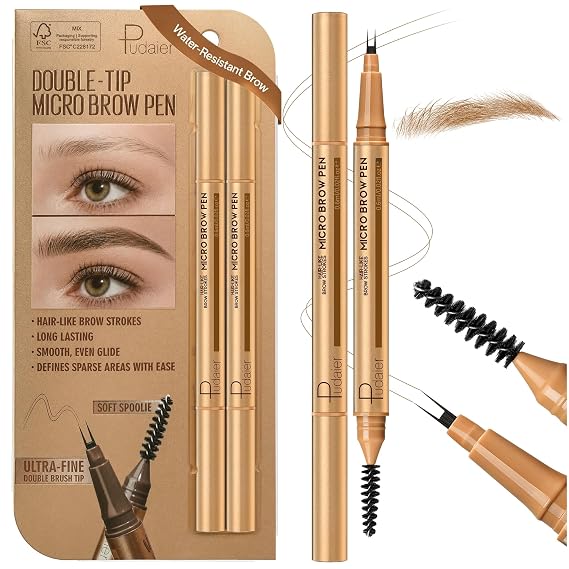 Pudaier 2 Pack Double-Tip Precise Microblading Eyebrow Pen (Blonde)