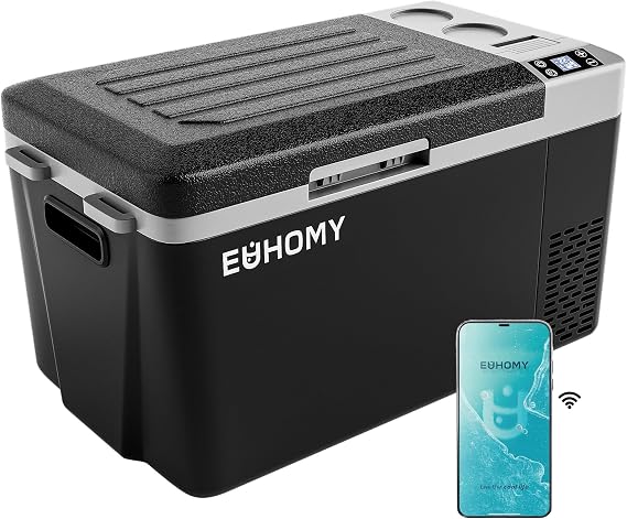EUHOMY 24QT 12 Volt Refrigerator, Electric Cooler, Usable Battery,4F~68F