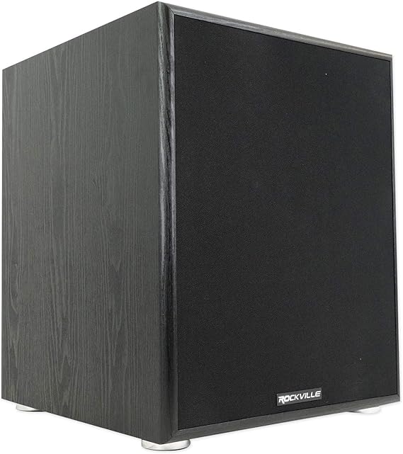Rockville Rock Shaker 12 Black Powered 12-Inch Home Theater Subwoofer | 800W Peak, 400W RMS, Y30 Magnet, 4-Layer Voice Coil, Class D Amp, Detachable Foam Grill, RCA & LFE Inputs, MDF Enclosure