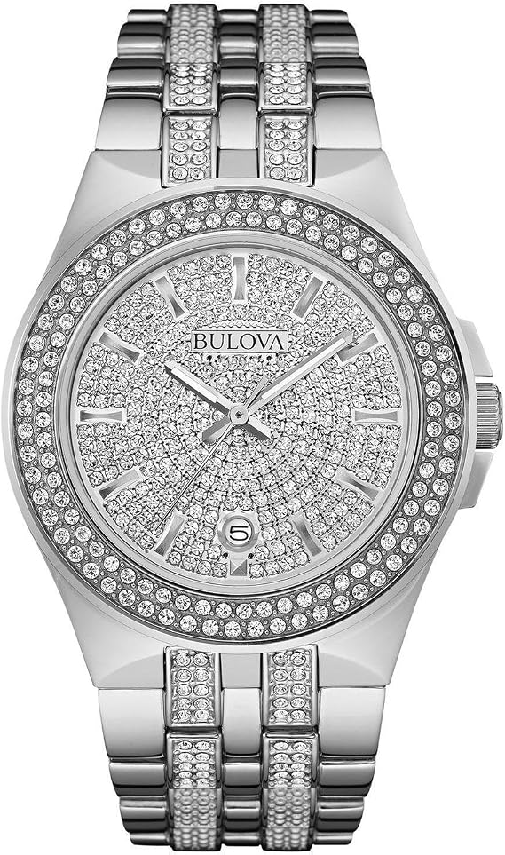 Bulova Men's Crystals Stainless Steel 3-Hand Quartz Watch Style: 96B235