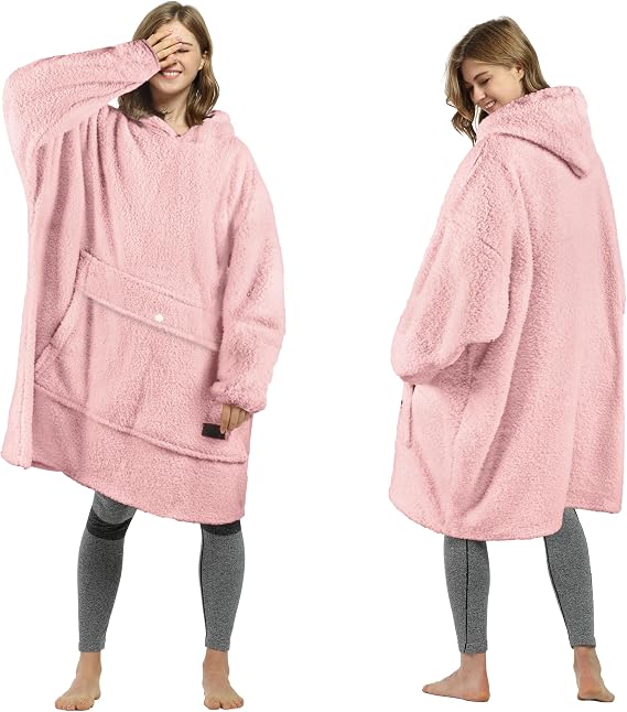 Tirrinia Oversized Wearable Blanket Hoodie Sherpa Fleece