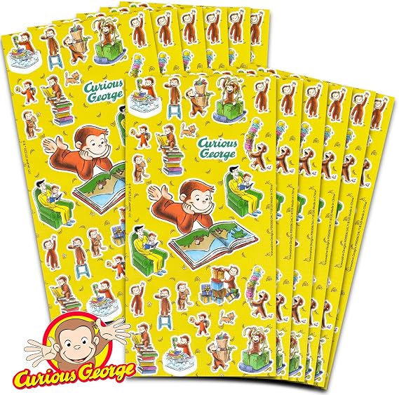 Curious George Stickers Party Favors for Boys & Girls 12 Pack Bundle | Curious George Sticker Sheets for Kids Birthday Party Goodie Bags - Curious George Party Supplies