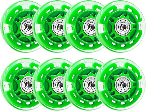Nattork 8-Pack Inline Skates Wheels 76mm with Bearings for Indoor and Outdoor Replacement - High Performance Durable Wheel for Smooth Riding Upgrades Green