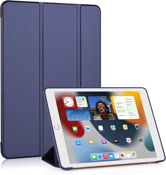 RUBAN Case Compatible with iPad (9.7-Inch, 2018/2017 Model) - Ultra Slim Lightweight Smart Shell Standing Cover with Auto Wake/Sleep Feature, (Navy Blue)