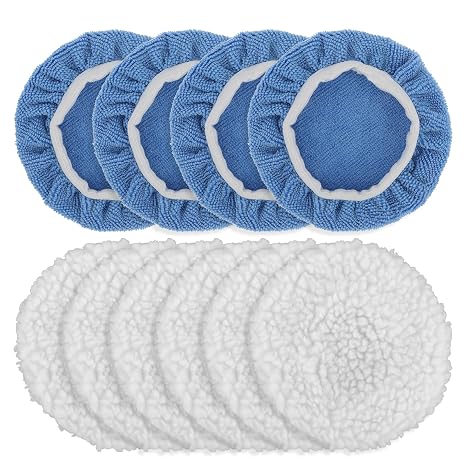 10Pcs Car Orbital Buffer Polisher Pad Car Polisher Pad Bonnet Buffing Pad Cover Wool Buffing Pads Car Polishing Bonnet Buffing Pads for Car Furniture