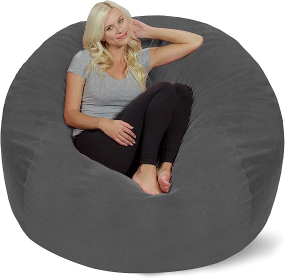 Chill Sack Bean Bag Chair: Giant 5' Memory Foam Furniture Bean Bag - Big Sofa with Soft Micro Fiber Cover - Grey Pebble