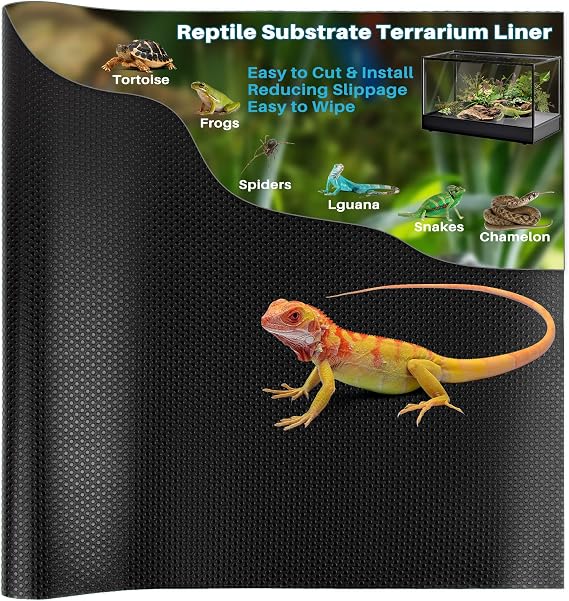 MAQIHAN Reptile Mat for Bearded Dragon Tanks - 6.5 FT Bearded Dragon Carpet | Black Terrarium Liner, Reptile Flooring, Tank Substrate for Leopard Geckos, Snakes, Tortoises and Lizards