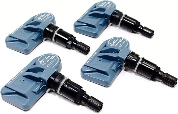 Set of 4 08017DXS 315mhz TPMS Tire Pressure Sensors for 2006-2009 Range Rover Sport HSE LR3 Supercharged w/Gloss Black or Matte Black Aluminum Valve Stems (Gloss Black)