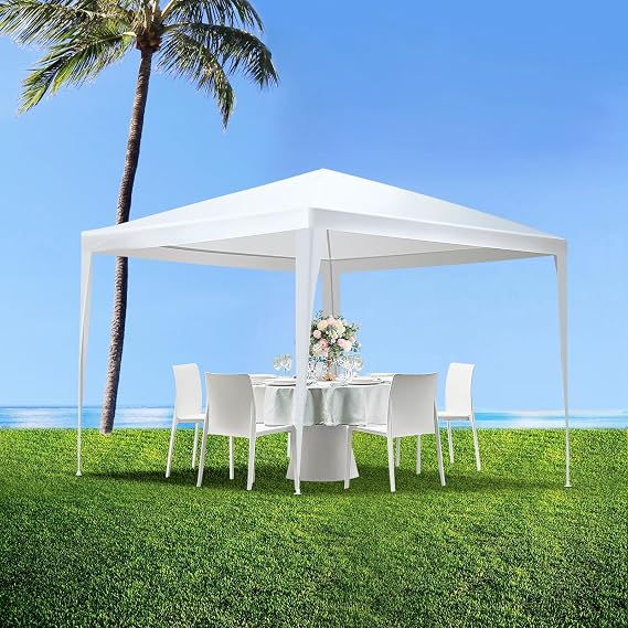 10'x10' Outdoor Party Tent, Tents for Parties, Wedding, Birthday, White Canopy Tent with 0 Removable Sidewalls & Transparent Windows, Outside Gazebo Event Tents for Backyard, Patio and Garden