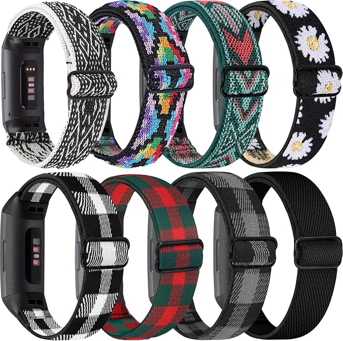 8 PACK Bands Compatible with Fitbit Charge 4 / Charge 3 / Charge 3 SE, Adjustable Replacement Watch Bands Fitness Sport Band Wristband for Women Men