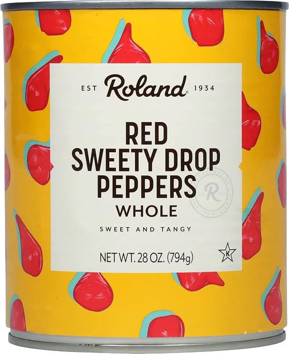 Roland Foods Red Sweety Drop Peppers, Specialty Imported Food, 28 Ounce Can, 2.1 Pounds, Pack of 1