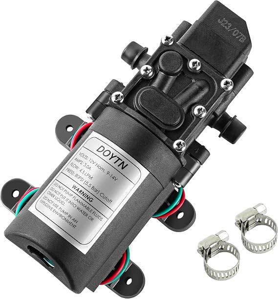 12V Diaphragm Water Pump, 1.2 GPM 80 PSI Self-Priming Sprayer Pump