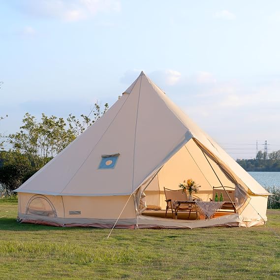 Oxford Circus Bell Tent for Camping Glamping Waterproof tent with Stove Jack 16.4ft Wall Tent Fits 6-10 People