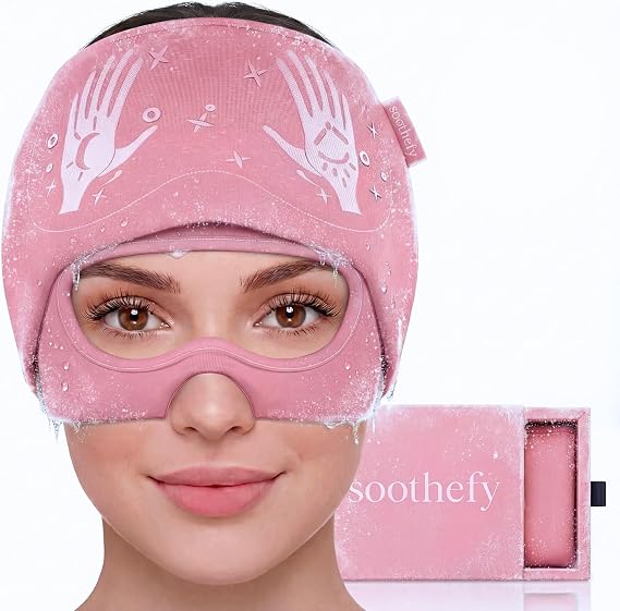 Migraine Relief Cap with Slide-Up Eye Mask - Patent Pending - Headache Relief Hat for Hangover, Stress, Tension - Buttery Soft, Made for Bad Days