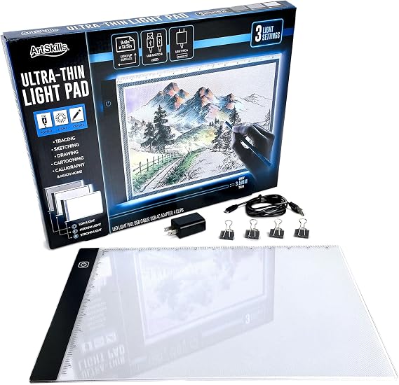 ArtSkills Light Up Tracing Pad - Ultra Thin A4 Dimmable LED Light Box for Tracing and Drawing, Diamond Painting Light Board
