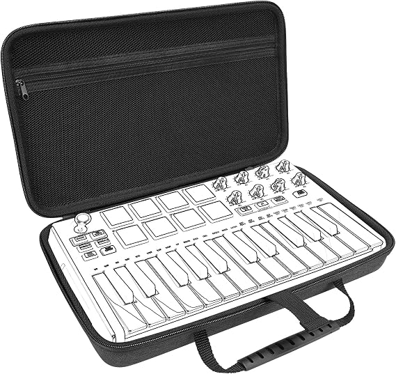 Linkidea Hardshell Case Compatible with Akai Professional MPK Mini MK3-25-Key Ultra-Portable USB MIDI Drum Pad and Keyboard Controller Protective Cover (Dark Grey), LI7212