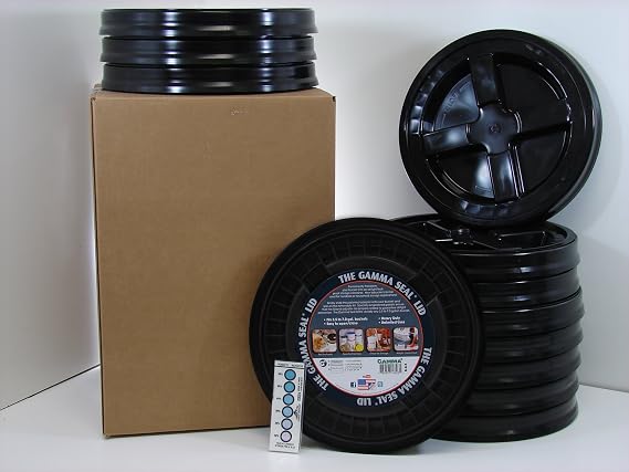 Gamma Seal Lid, Black, 12 Pack - New! - Boxed! - 5 Gallon Bucket Lids (Fits 3.5, 5, 6, 7 Gal.) Storage Container Lid