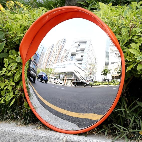 Wide Angle Security Road Mirror Curved For Burglar Outdoor Safurance Roadway Safety Blind Spots and Deter Theft Traffic Signal Convex Mirror (60cm)