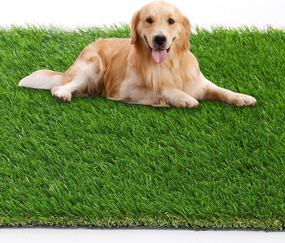 Artificial Turf Grass 4 FT x 6 FT, Fake Grass 1.38" Pile Synthetic Rug Outdoor Indoor, Realistic Grass Carpet Mat with Drainage for Dogs, Patio, Balcony, Backyard, Custom Size