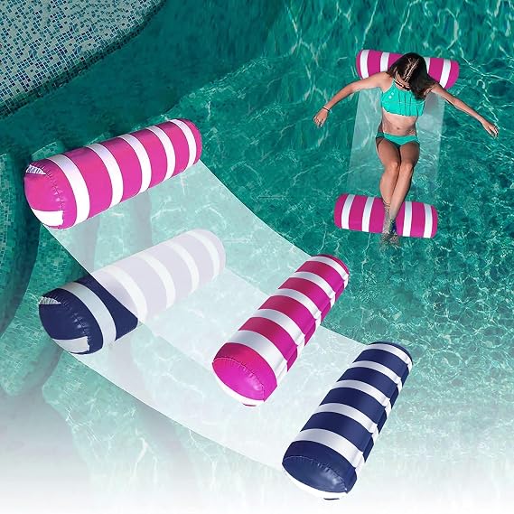 2-Pack Swimming Pool Float Hammock, Multi-Purpose Inflatable Saddle, Lounge Chair, Drifter, Water Hammock