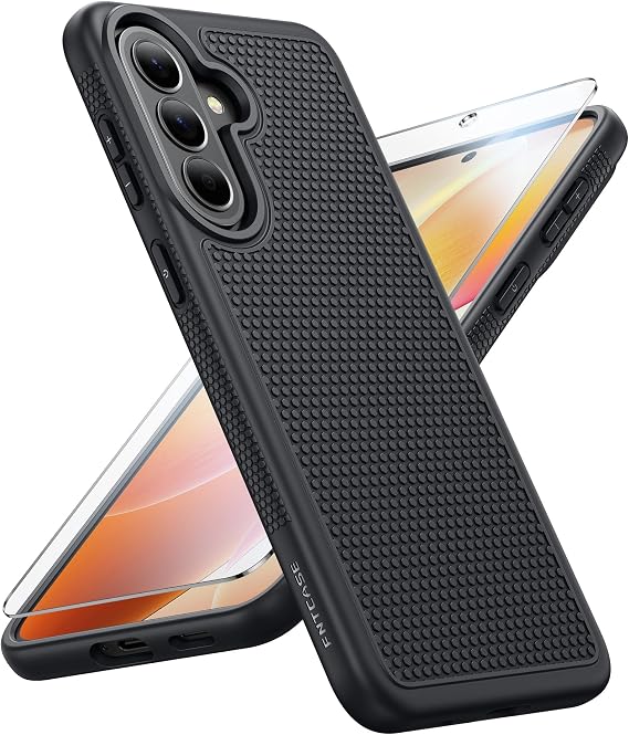 FNTCASE Case for A57 Samsung 5G: Soft TPU Galaxy A57 Mobile Phone Case with Tempered Glass – Shockproof Robust Military Grade Drop Protection Protective Case Black Mit Panzer Schutz Glas Stoßfeste Robust Galaxy A 57 Schutzhülle Militär-Grade Fallschutz Protective Phone Case Schwarz