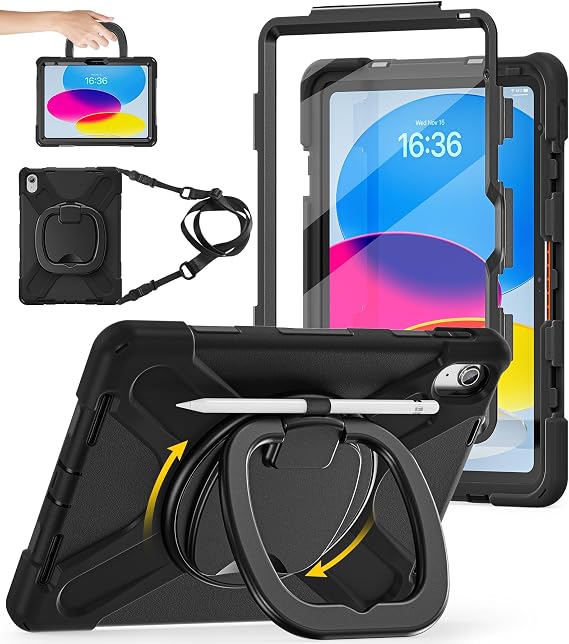 BATYUE Case for iPad (A16) 11th/10th Gen 11''/10.9'' 2025/2022, Black