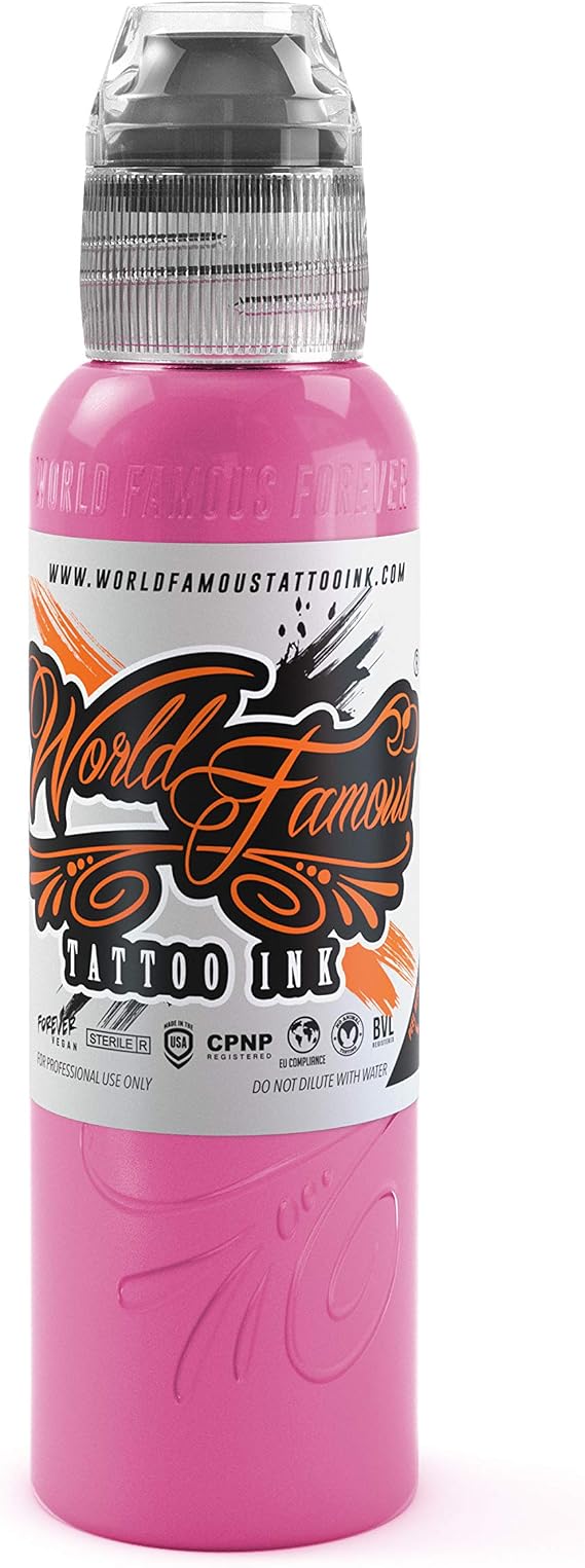 World Famous Pink Tattoo Ink, Vegan and Professional Ink, Made in USA, Strawberry, .5 oz